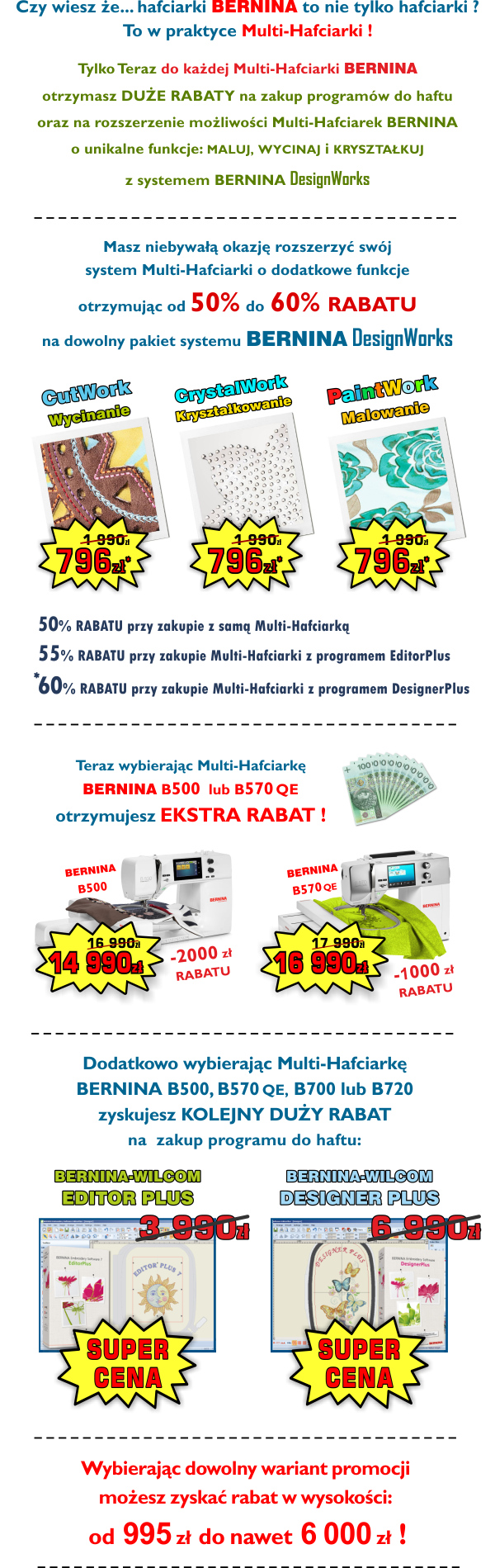 Promocje Multi-Hafciarek BERNINA Dedykowanych do działalności gospodarczej
