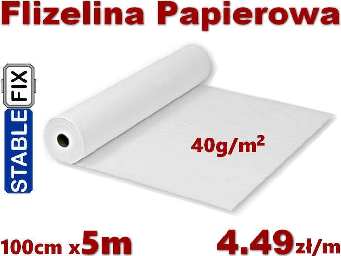 Flizelina do Wyrywania, Standardowa 37g/m2. <br>PAKIET 5 mb x szer. 105cm