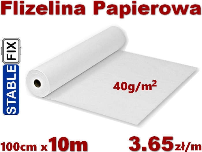 Flizelina do Wyrywania, Standardowa 37g/m2. <br>PAKIET 10 mb x szer. 105cm