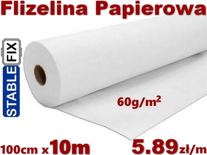 Flizelina do Wyrywania,  <br>Wzmocniona 60g/m2. <br>PAKIET 10 mb x szer. 105cm