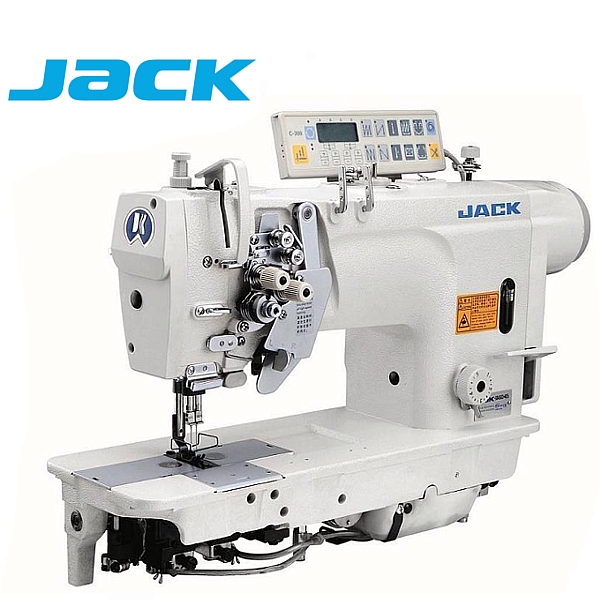 JACK JK-58750D-403 Stębnówka 2-igłowa z podwójnym transportem, chwytacz XXL, wyłączane igły, funkcje automatyczne + silnik Direct Drive !