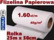 Flizelina Papierowa StableFIX<br> Standardowa 40g/m2. <br>Rolka 25m x 50cm szer.